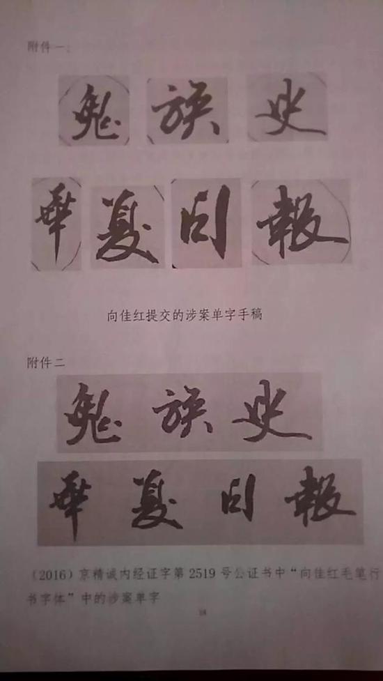 书法家向佳红书写对应7字